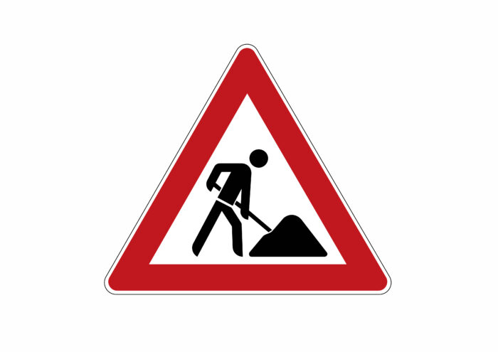 construction site sign traffic sign | Blanco y Negro Tango